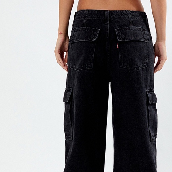 Levi’s 94 Baggy Cargo Pants Black Wide Leg Women’s 27 Cotton 90s - Picture 3 of 14